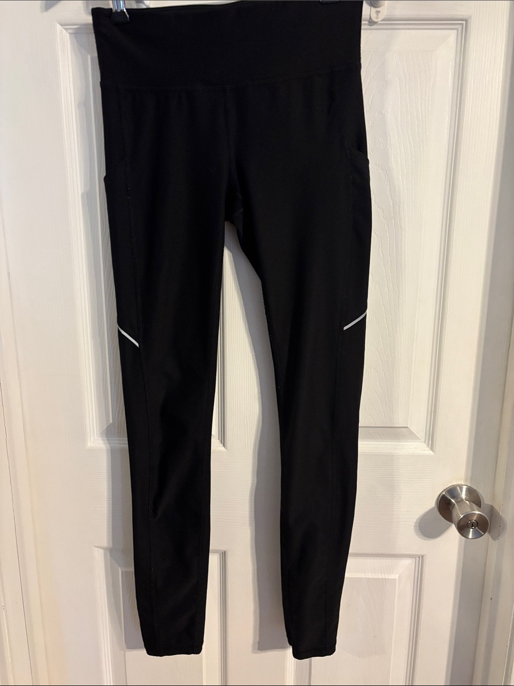 Xersion Black High-Waist Leggings with Reflective Trim
